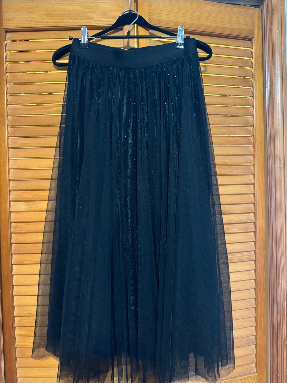 Black Tulle Midi Skirt - Elegant Women's Skirt